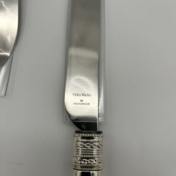 Auth Wedgwood Silver Plated Cake Knife & Server Set Vera Wang WITH LOVE Wedding‎ - Picture 6 of 16